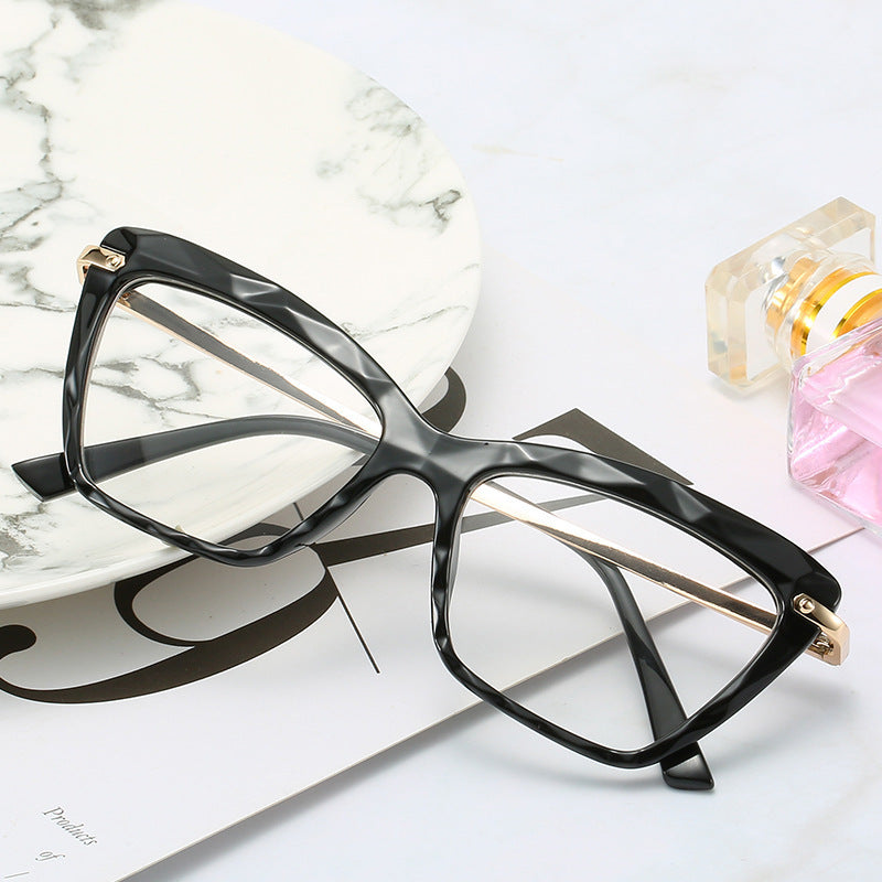 Womens Clear Lens Glasses Full Frame See Through Eyeglasses Vintage Crystal Fashion Eyewear Metal Frame Womens