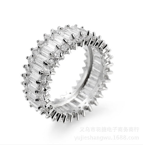 Rectangular Zircon Ring Copper Jewelry Statement Ring Fashion Ring Elegant Ring For Women And Girls Party Ring