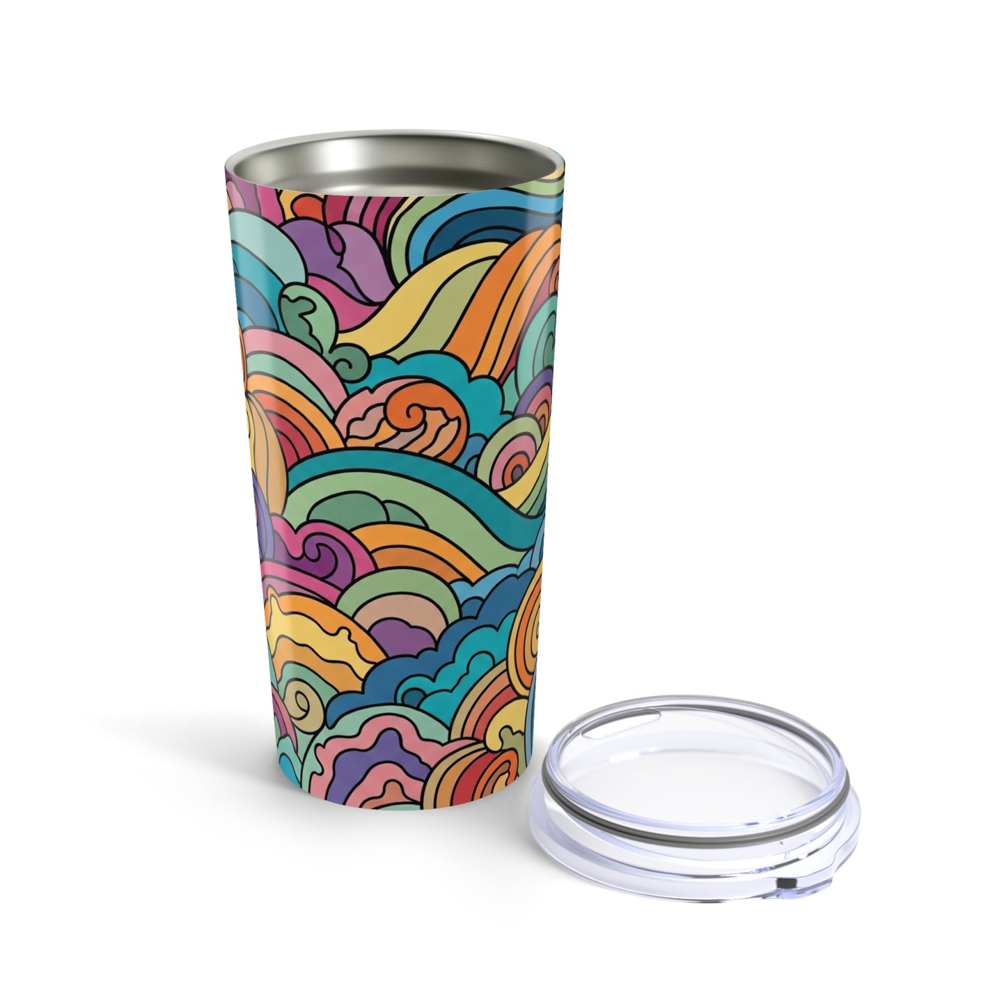 20oz Stainless Steel Printed Design Tumbler With Double Wall Vacuum Insulation Spill Resistant Thermal Coffee Mug