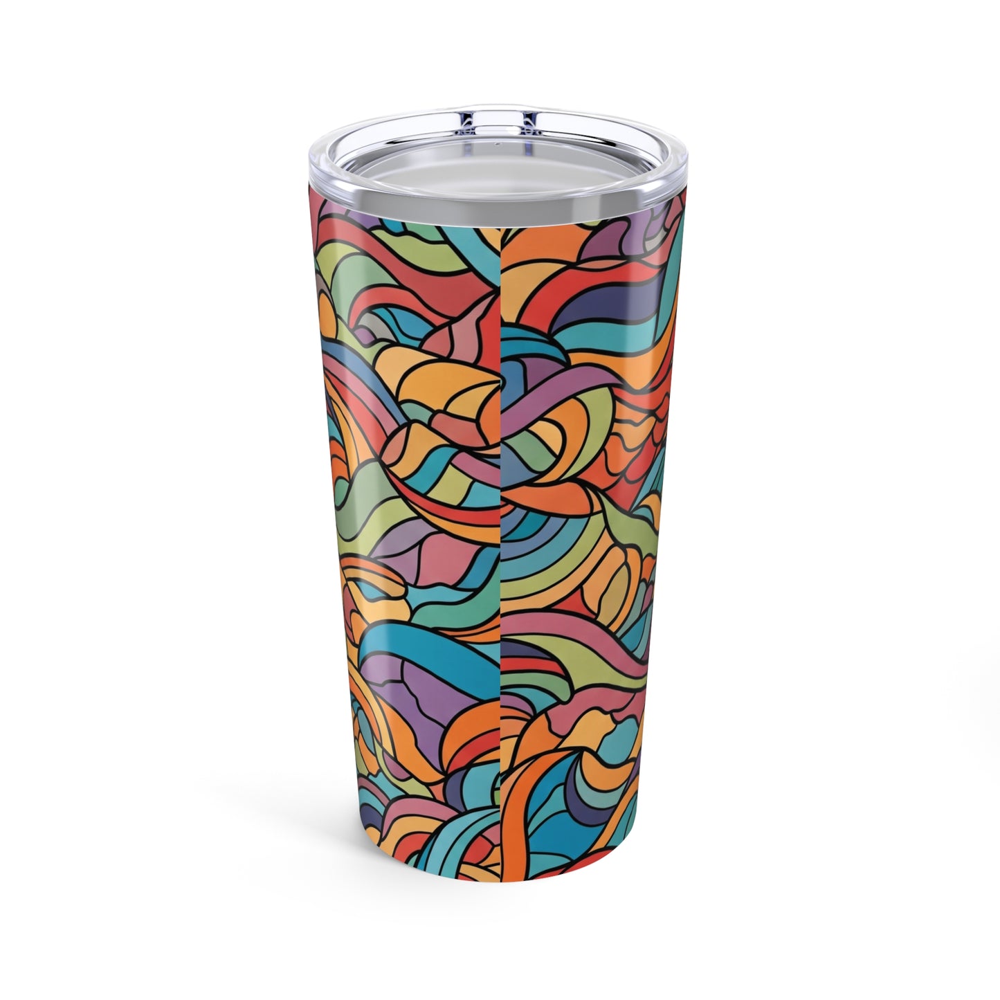 20 Oz Stainless Steel Printed Tumbler With Double Wall Vacuum Insulation Spill Resistant Lid For Hot Or Cold Drinks