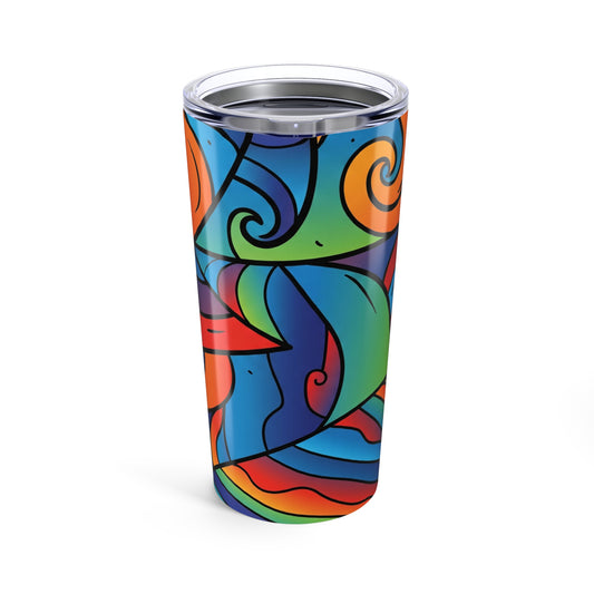 20oz Stainless Steel Tumbler With Printed Graphics Double Wall Vacuum Insulated Leak Proof Hot Cold Travel Coffee