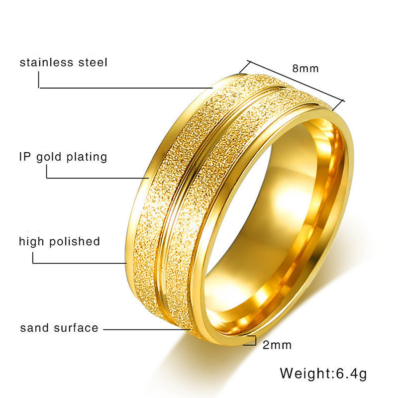Titanium Steel Ring 8mm Wide Matte Finish Electroplated Scrub Band Unisex Fashion Accessory Durable Daily Wear
