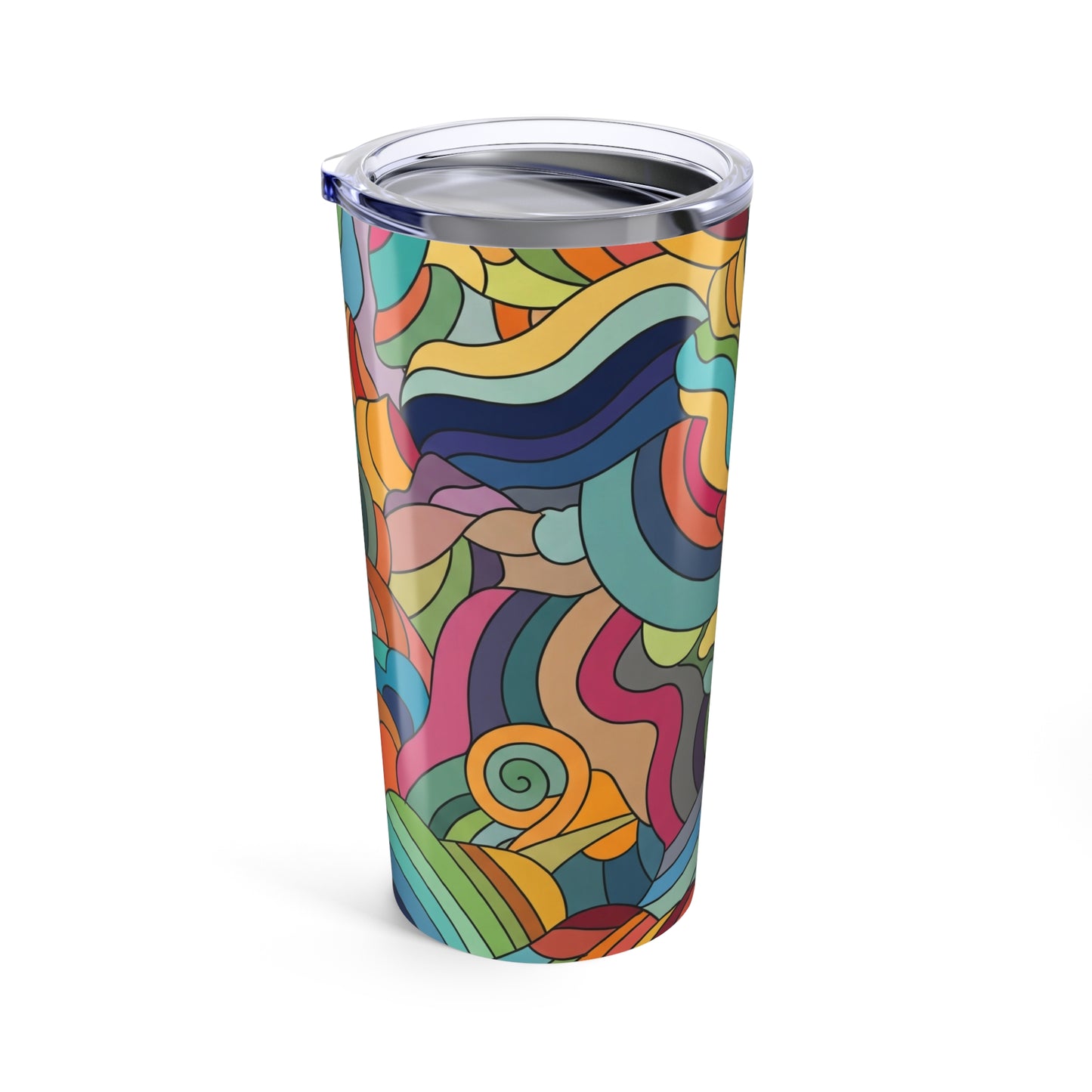 20 Ounce Metal Coffee Cup With Double Wall Insulation And Vacuum Sealed Spill Resistant Lid Graphic Design For