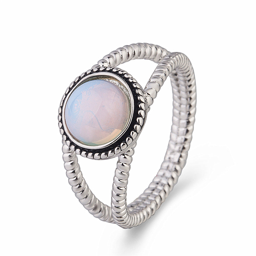 Womens Fashion Ring Exaggerated Twisted Geometric Copper Moonstone Ring European Style Jewelry For Every Style