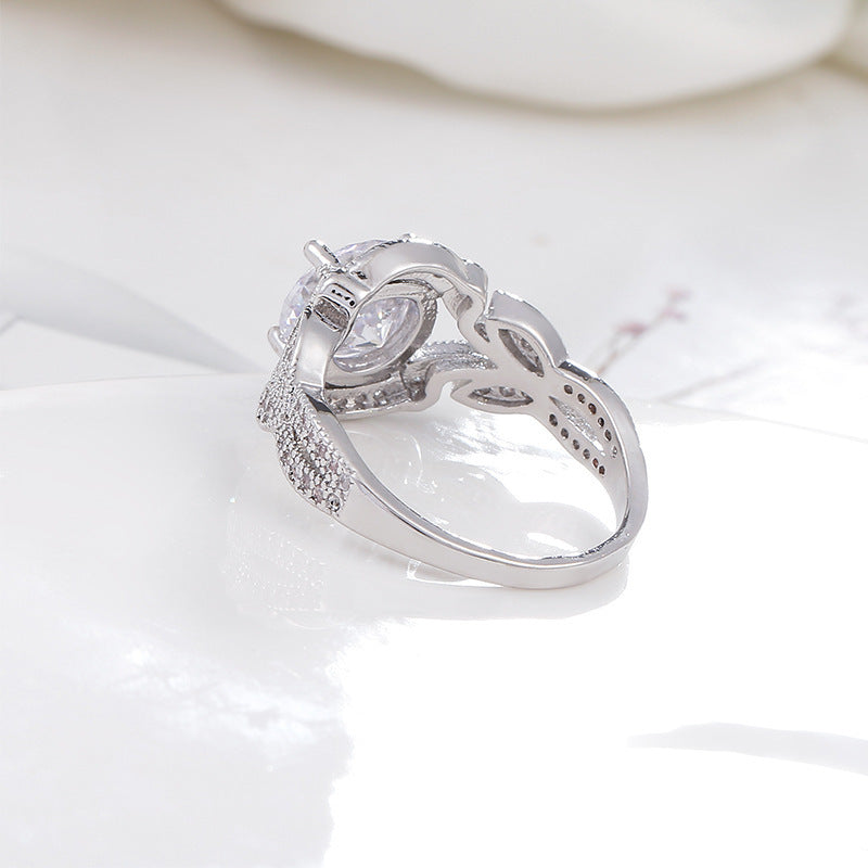 Women Princess Diamond Ring Heart Shaped Alloy Electroplated Artificial Gemstone Engagement Gift For Her Sparkle