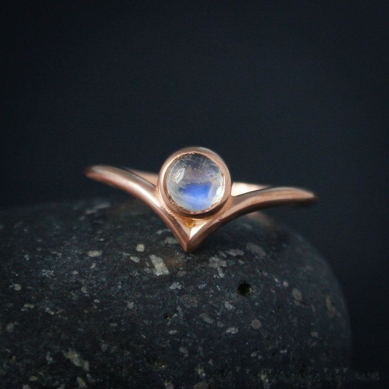 Womens Geometric Moonstone Ring 14K Gold Plated Copper Delicate Lightweight DiamondAccent Jewelry Everyday Use