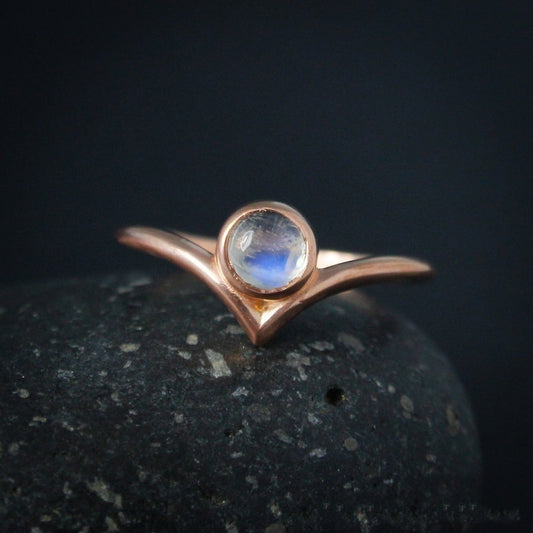 Womens Geometric Moonstone Ring 14K Gold Plated Copper Delicate Lightweight DiamondAccent Jewelry Everyday Use