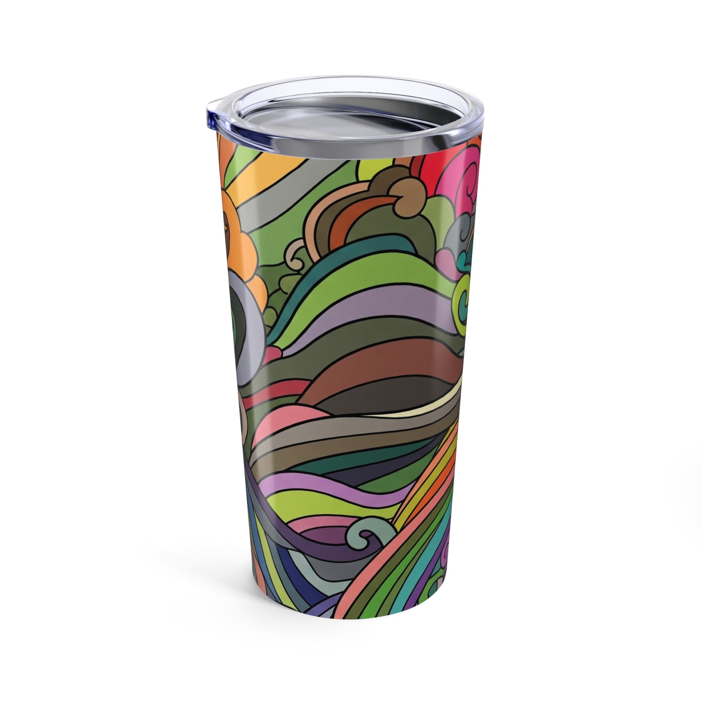 20oz Stainless Steel Tumbler With Double Wall Vacuum Insulation Travel Mug Durable Leak Proof Printed Art Design