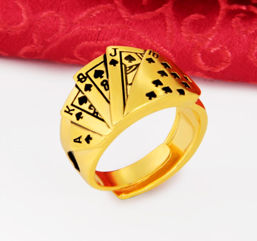 Unisex 24K Gold Plated Ring Diamond Shape Adjustable Opening Ethnic Inspired Brass Jewelry Men Women Shine Lux