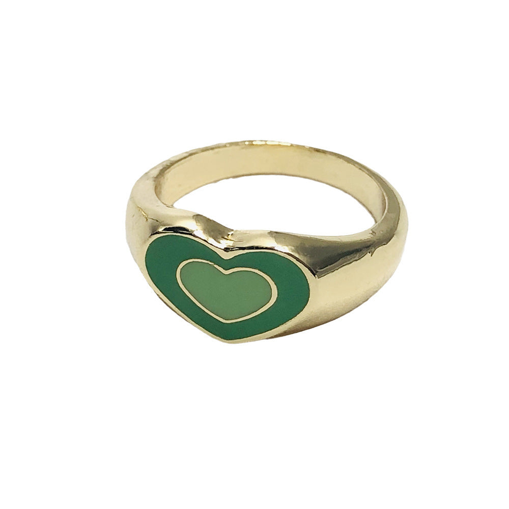 Womens Heart Shaped Ring Gold Plated Silver Tone Copper Electroplated Gift Jewelry For Anniversary Lovely Look