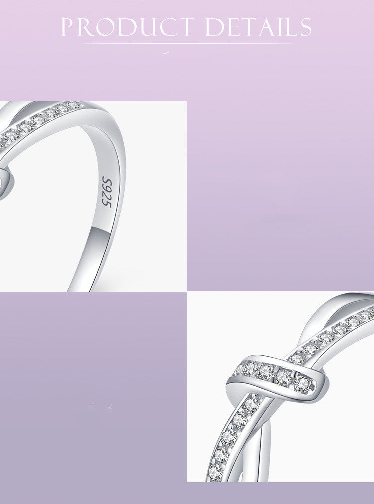 Womens Sterling Silver Double Knotted Ring With Gold Plated Gemstones Geometric Design 925 Silver Ring Diamond