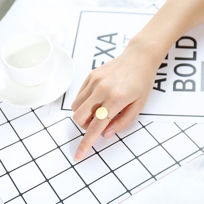 Stainless Steel Round Ladies Ring Geometric Design For Women Sleek Modern Minimalist Jewelry Gifts For Everyday