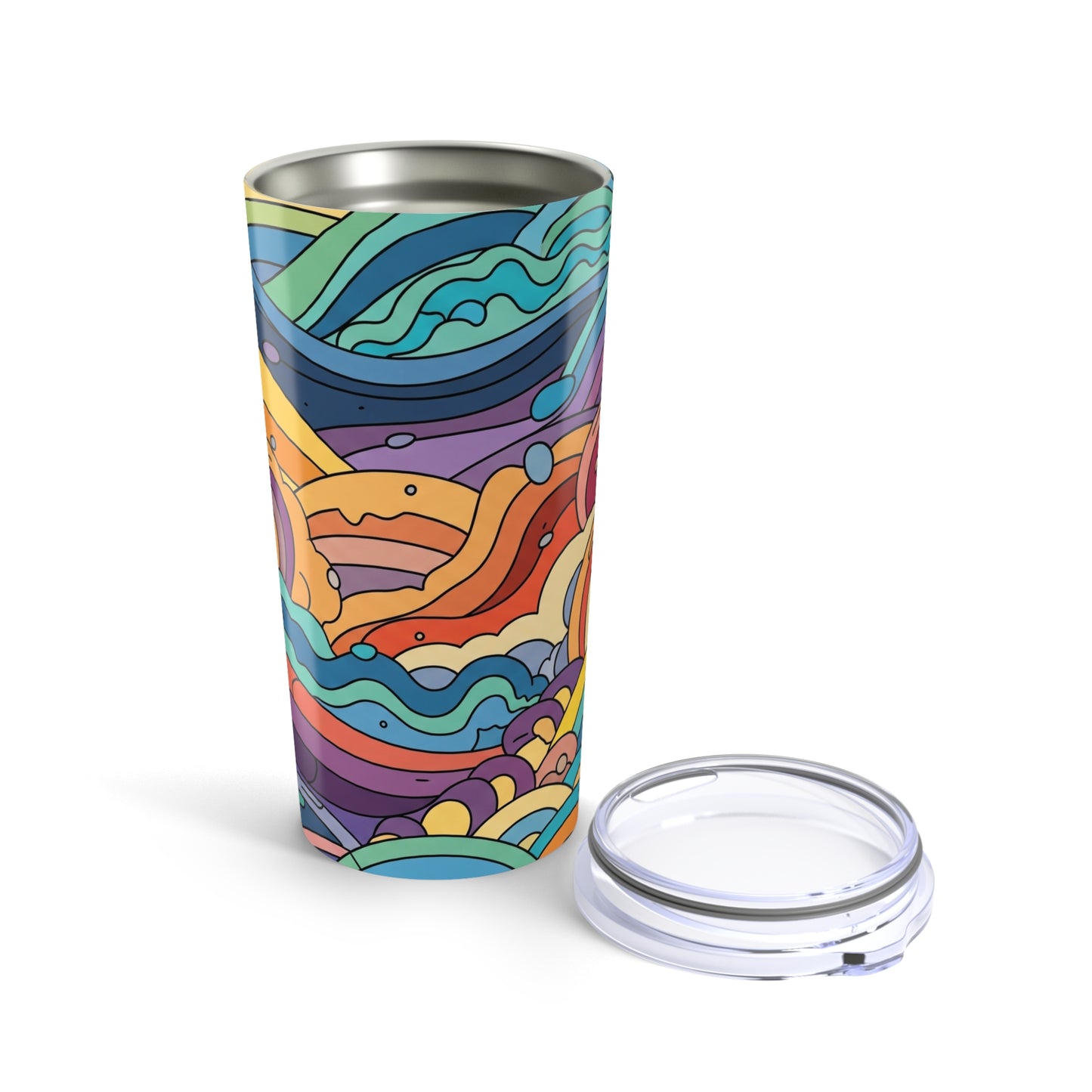 20oz Stainless Steel Travel Mug With Double Wall Vacuum Insulation Spill Resistant Durable Printed Design Coffee