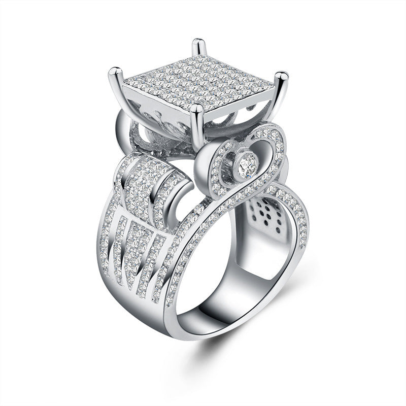Heart Ring GoldPlated Copper Inlaid Gem Ring Exaggerated Cutout Diamond Jewelry Gifts For Her Sizes 6 7 8 9 10