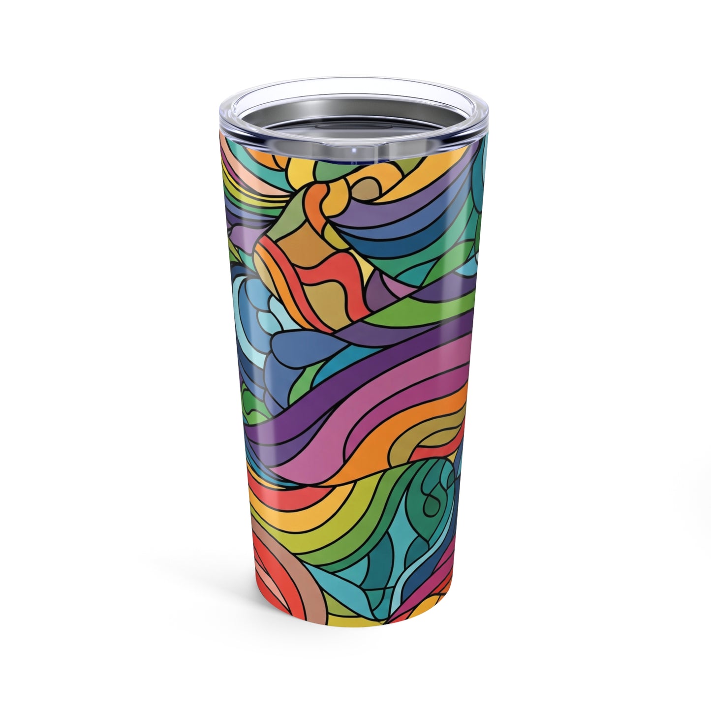 20 Oz Stainless Steel Tumbler With Printed Design Double Wall Vacuum Insulated Spill Resistant BPA Free Coffee Mug