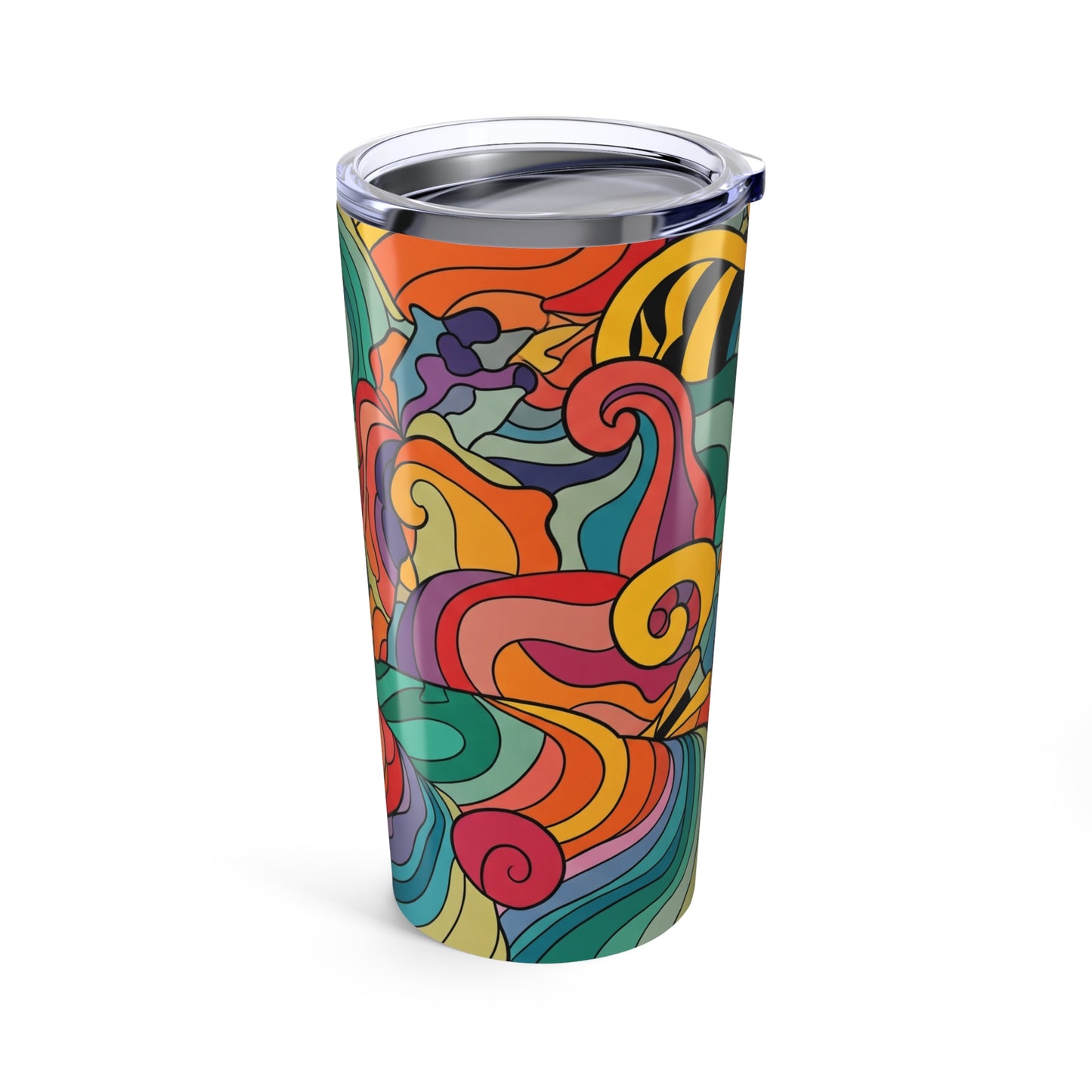 20oz Stainless Steel Travel Mug With Vacuum Insulation Keeps Hot Or Cold Drinks Printed Pattern For Office Use