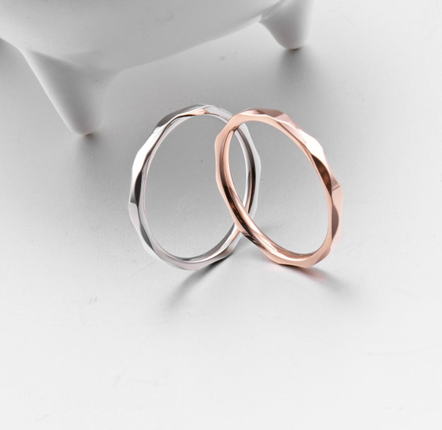 Couple Rings Titanium Steel Diamond Accent Rose Gold Color Choices Durable Matching Promise Bands For Partners