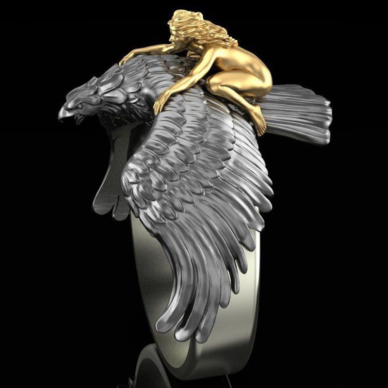 Mens Alloy Eagle Ring Electroplated Gold Flying Design Fashion Jewelry Festival Gift Individually Packed Today