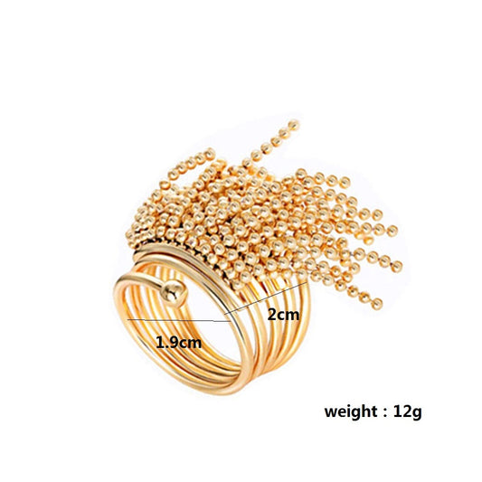 Women Tassel Ring Jewelry Gold Silver Alloy Japanese Korean Style Freshly Baked Fashion Gift For Her Index Finger Ring