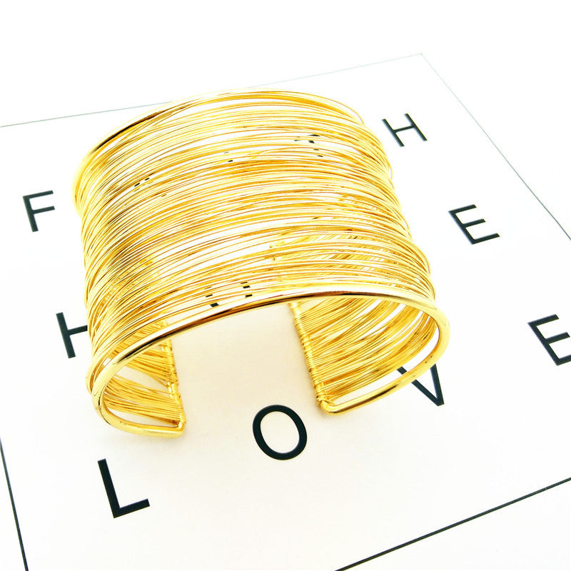 Unisex Open Cuff Bangle Bracelet Geometric Wire Design Adjustable Jewelry Fashion Accessory Gift Idea Everyday
