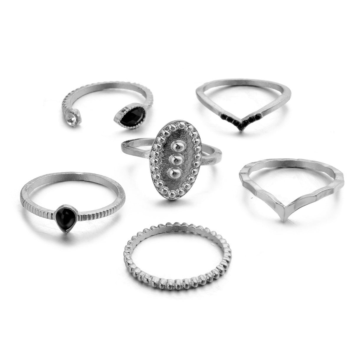 Womens Fashion Ring Set Water Drop Design Electroplated