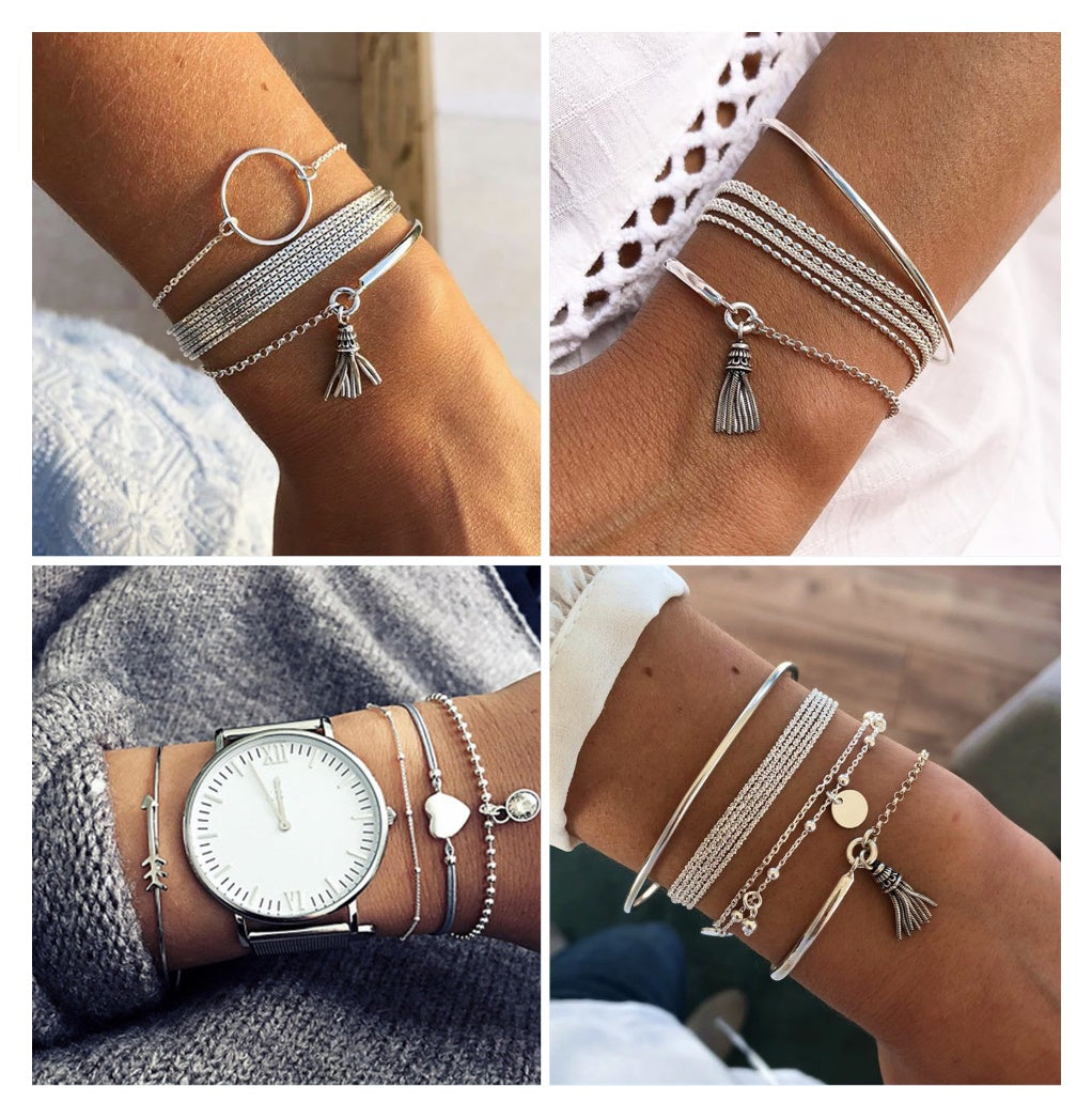 Bohemian Vintage Woven Multilayer Bracelet Set Alloy Travel Gift Bracelet Anniversary Celebrations Trade Fairs