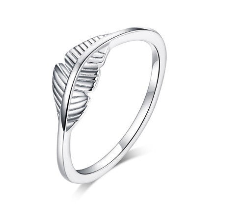 Feather Ring 925 Sterling Silver Zircon Stone Oxidized Lightweight Fashion Jewelry For Women Dainty Daily Wear