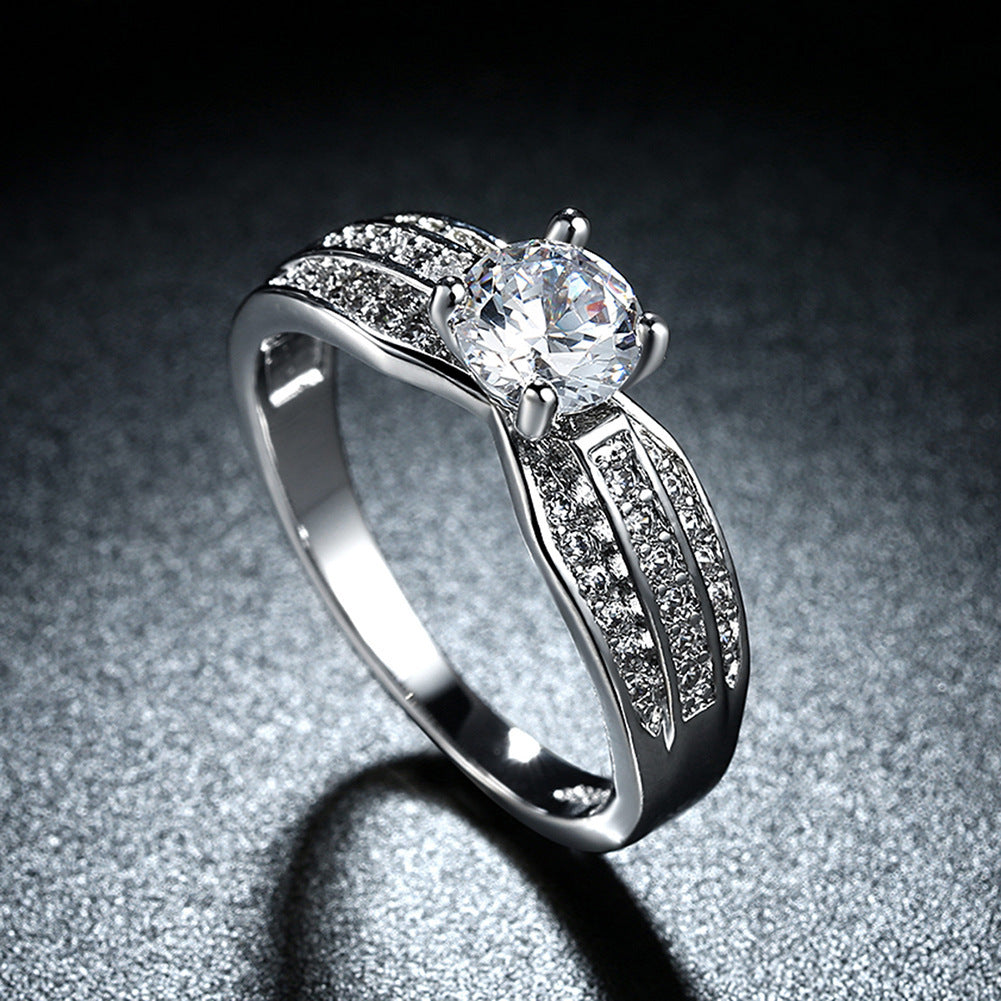 Explosionproof Zircon Couple Ring Eight Claw Heart Jewelry For Europe And United States Modern Gift For Couple