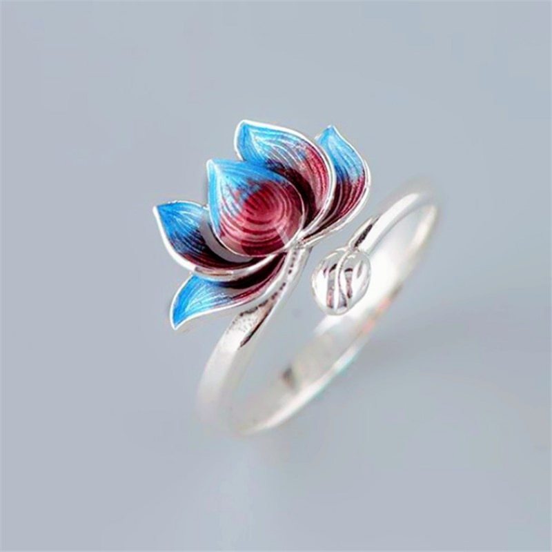 Two Tone Copper Ring Lotus Flower Design Electroplated