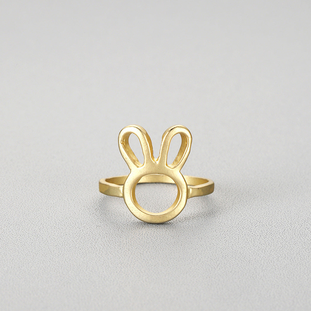 Unisex Rabbit Head Ring Electroplated Alloy Fashion Lightweight Tail Ring Gold Or Silver Gift Birthday Birthday