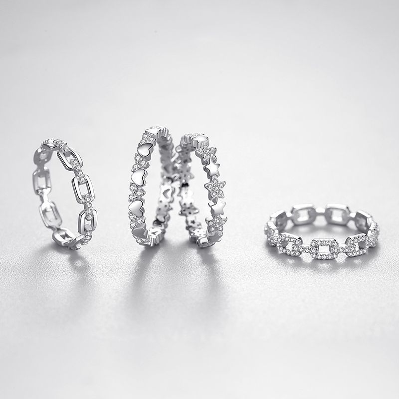 Heart Shaped Sterling Silver Ring With Gold Plating And Artificial Gemstones For Women European Design Collection
