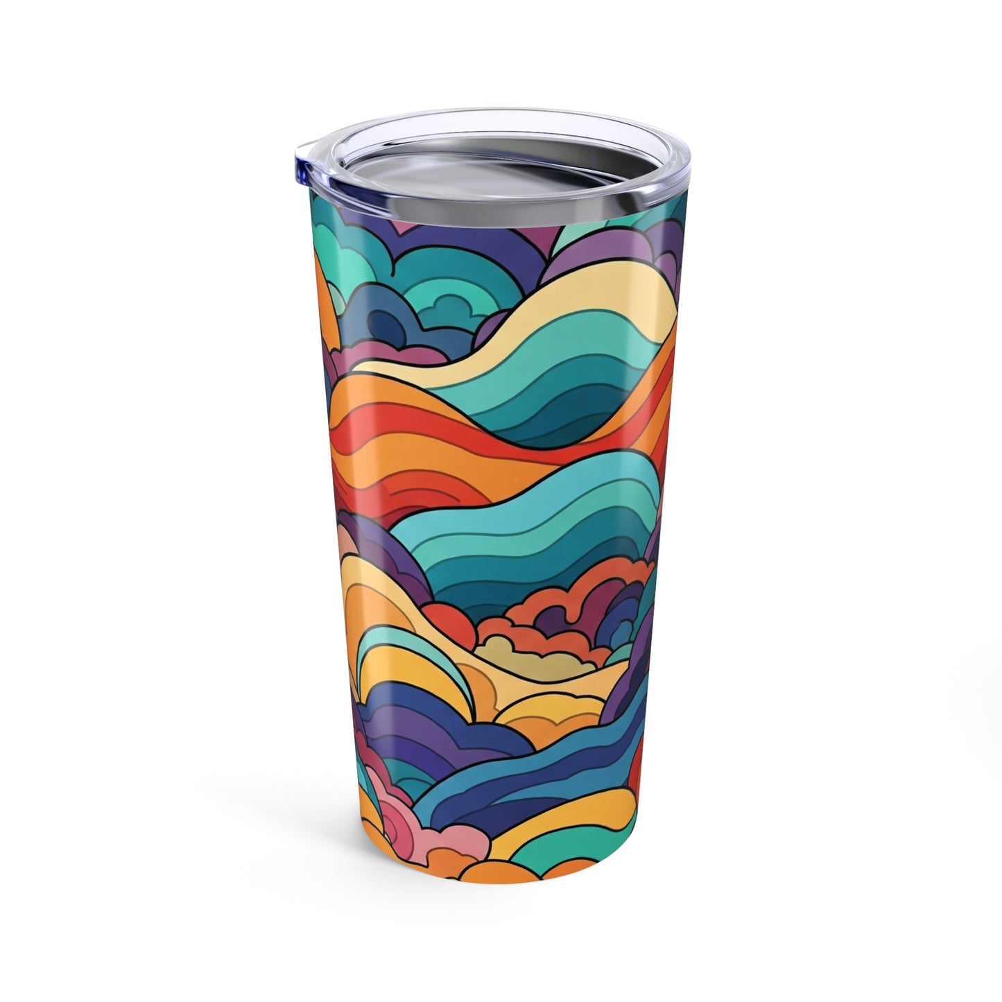 20oz Stainless Steel Travel Mug With Double Wall Vacuum Insulation Printed Artwork Spill Proof Hot Cold Drink