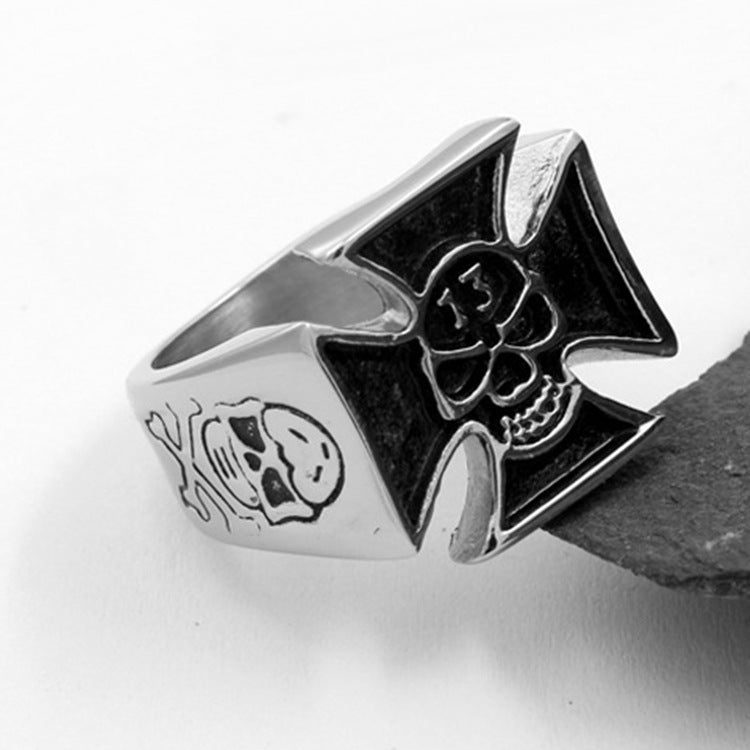 Men's Stainless Steel Skull Ring Vintage Animal Zodiac Biker Ring Steel Color Jewelry for Men Animal Statement Ring Cool Men's Ring Fashion Jewelry