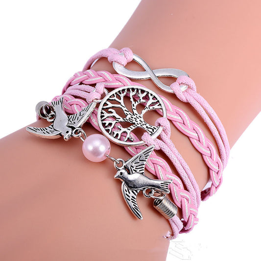 Womens Alloy Bracelet Vintage Hand Woven Jewelry European Fashion Animal Zodiac Signs Big Tree Design Gift For Her