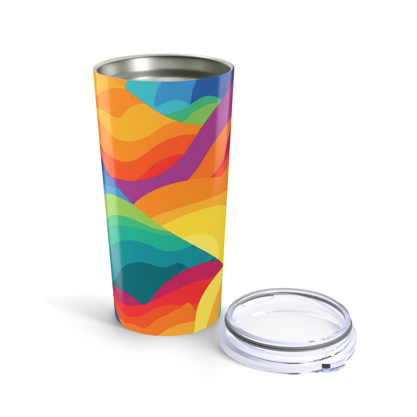 Twenty Ounce Stainless Steel Tumbler With Double Wall Vacuum Insulation Printed Beverage Container Lid Dishwasher