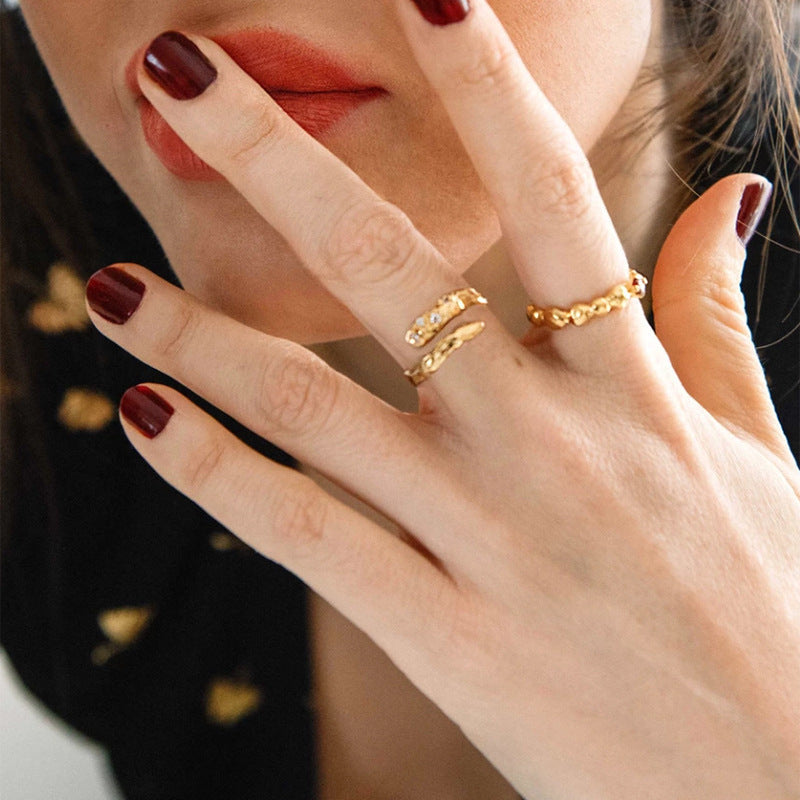 Women 18K Gold Plated Rings Crystal Inlaid Zirconia Gemstone Brass Copper Base Elegant Fashion Jewelry Gifts