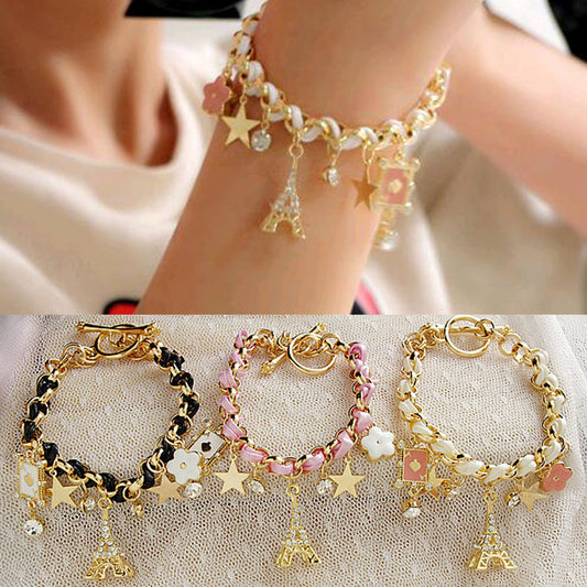 Womens Korean Five Pointed Star Alloy Bracelets Dripping Oil Finish Anniversary Employees Benefits Advertising