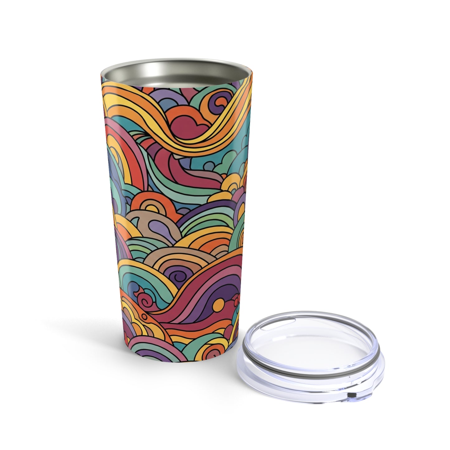 20 Oz Stainless Steel Tumbler With Printed Design Vacuum Insulated Spill Resistant Travel Mug For Hot Or Cold