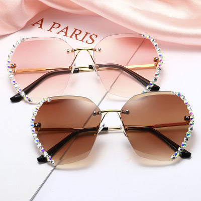 Women Sunglasses Metal Frame HD Lenses Diamond Design UV Protection Sun Shield Designed For Daily Use Cozy Fit