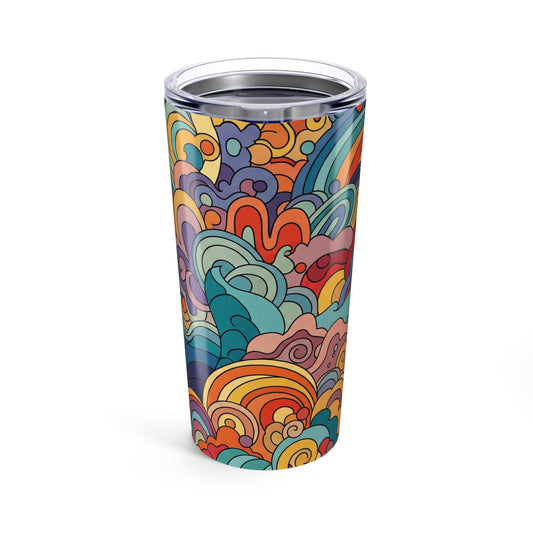 20 Ounce Metal Travel Mug Vacuum Insulated Leak Proof Spill Resistant With Printed Illustration For Hot And Cold