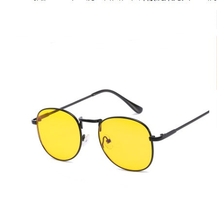 Unisex Vintage Round Sunglasses Metal Frame Flat Lenses Retro Eyewear Eye Protection Fashion Ultra Lightweight