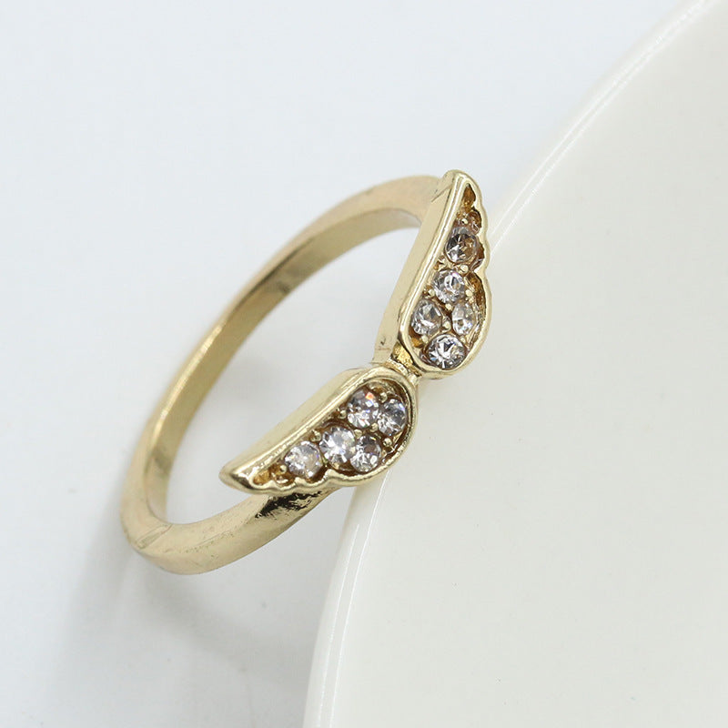 Womens Bow Ring Diamond Angel Wing Jewelry Accessory