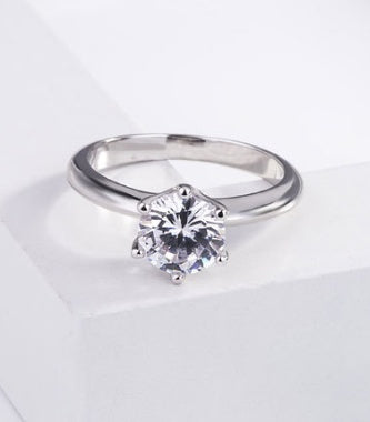 Copper Ring Six Claw Diamond Geometric Lightweight Ring