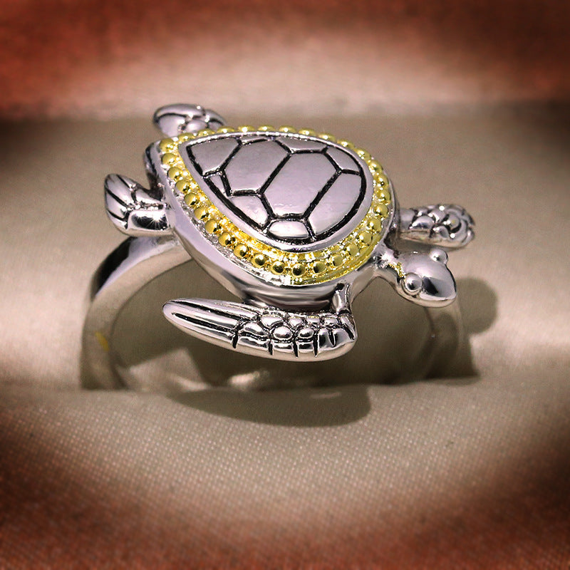 Womens Tortoise Ring With Sapphire Inlaid And Full Diamond Brass Alloy Animal Design For Wedding Engagement Jewelry
