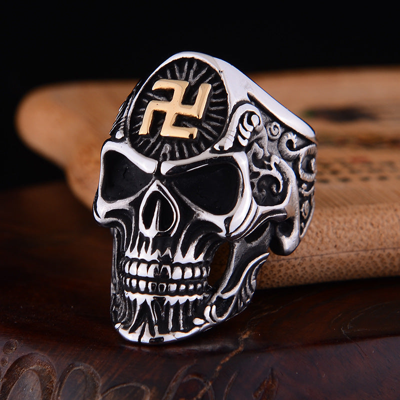 Gothic 4D Skull Ring Metal Vintage Biker Jewelry For Men