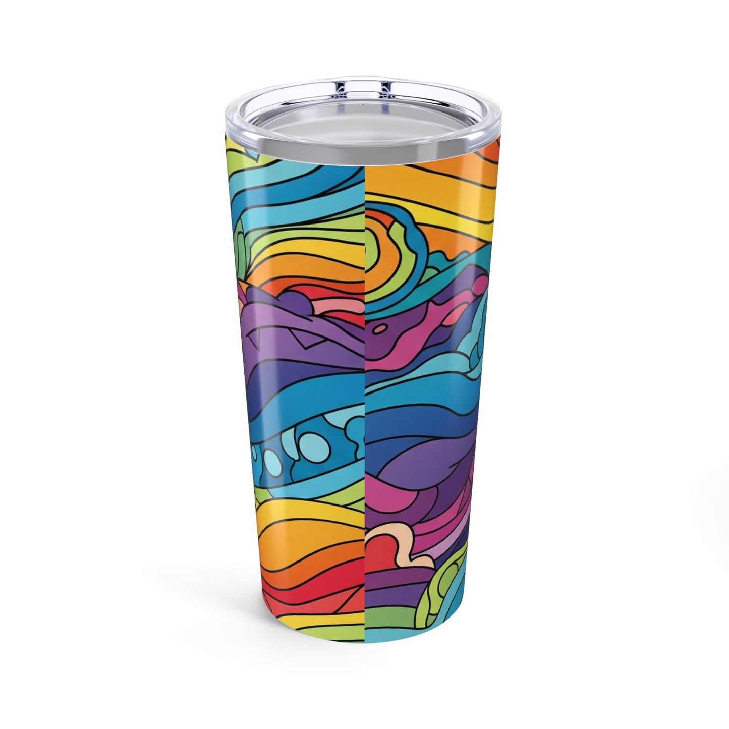 20 Oz Stainless Steel Tumbler With Printed Design Double Wall Vacuum Insulation Spill Resistant Keeps Hot Or Cold