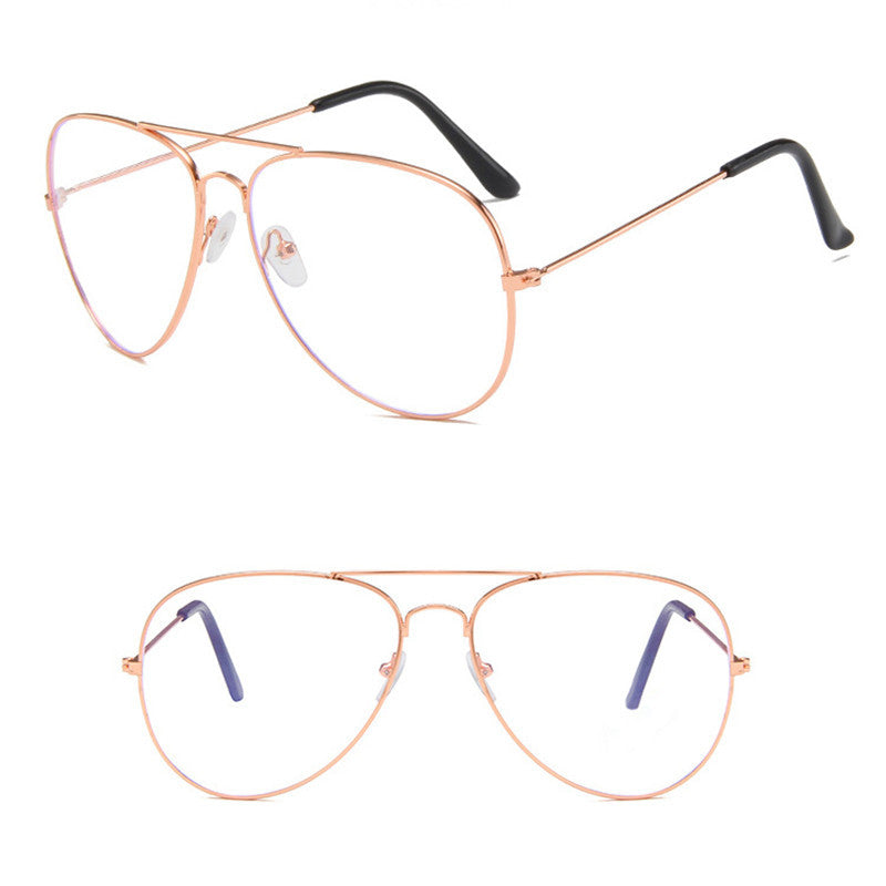 Metal Frame Anti Blue Light Glasses Flat Mirror HD Optical Eyewear Enhanced Vision Blue Light Blocking Glasses