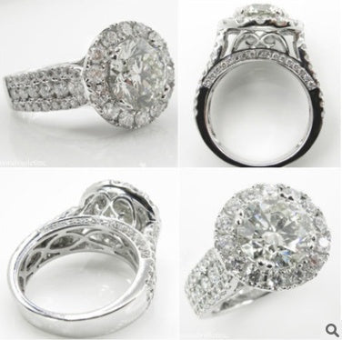 Ladies Flower Ring Gemstone Diamond Accent Alloy Jewelry