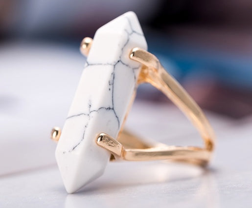 Unisex Geometric Hexagonal Ring Alloy Insert Drill Styling For Men And Women European And American Fashion Style