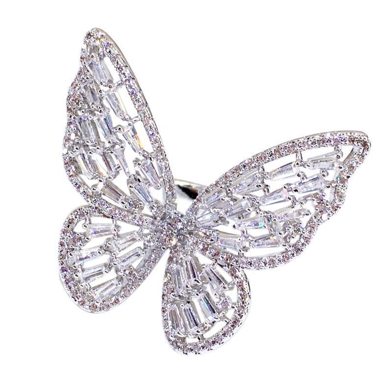 Micro-set zircon butterfly ring